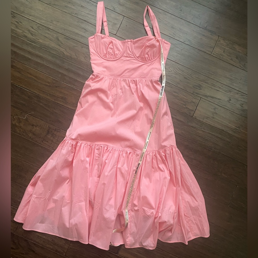 NWT Eliah House of CB stretch cotton blend pink sundress, size Medium.